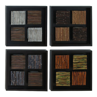 Wood Wall decor Set Of 4 Assorted With Multicolor Rectangular Frames