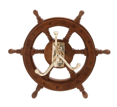 The Must Have Wood Brass Ship Wheel Hook