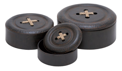 Aesthetic Design Metal Box Container In Round Shape - Set Of 3