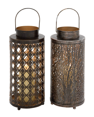 Uniquely Styled Metal Candle Lantern 2 Assorted