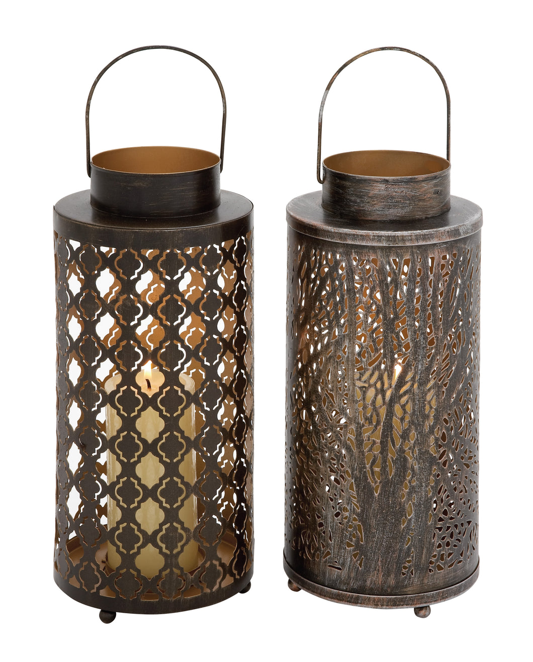 Uniquely Styled Metal Candle Lantern 2 Assorted