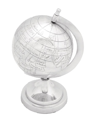Aluminium decor Globe In Silver Finish