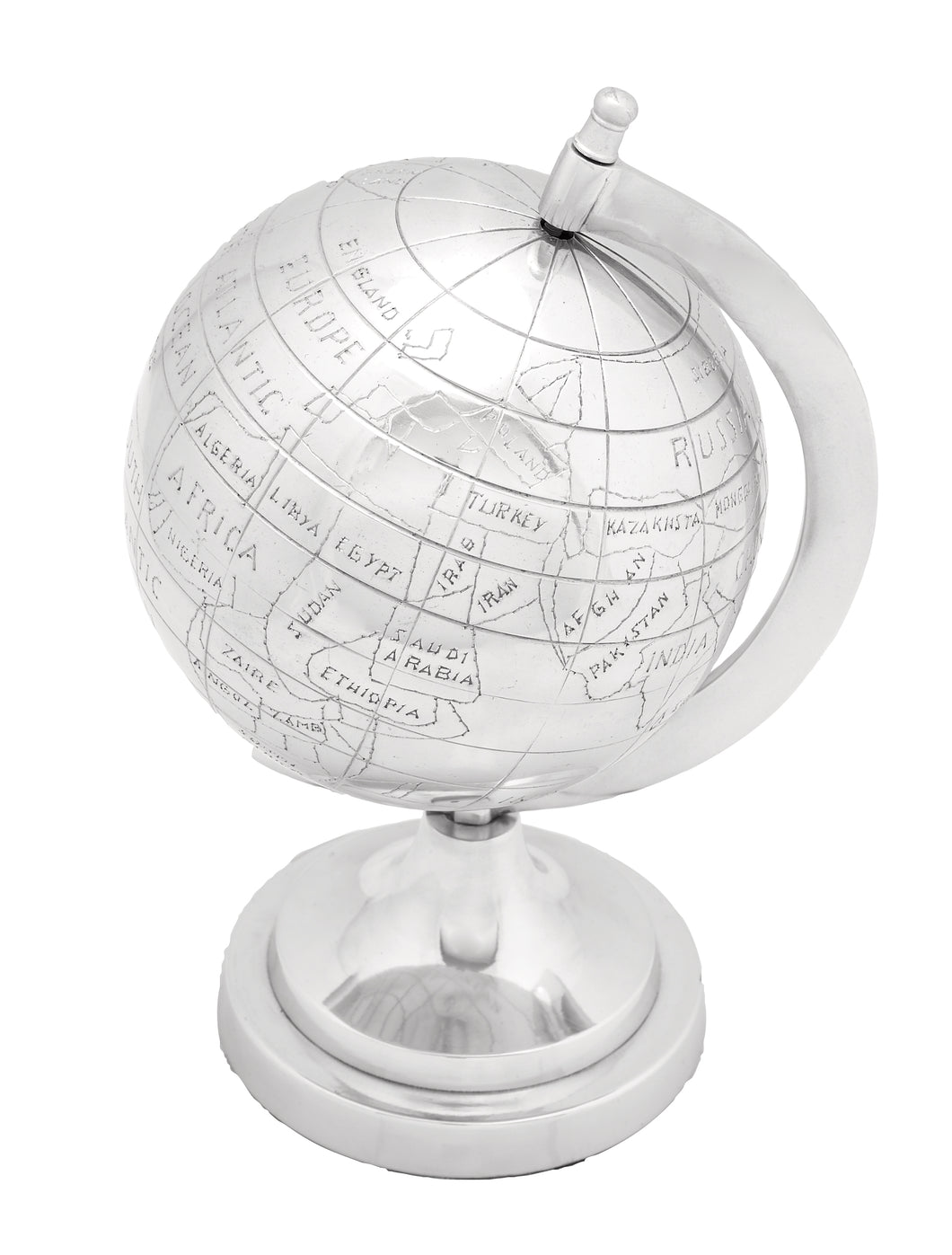 Aluminium decor Globe In Silver Finish