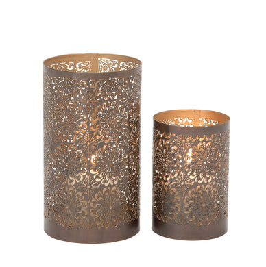 37035 Metal Candle Lantern'set Of 2