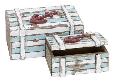 Wood Box Set/2 Nautical Maritimedecor