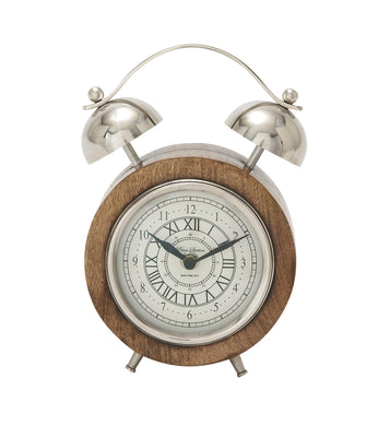 Wood Stainless Steel Table Clock