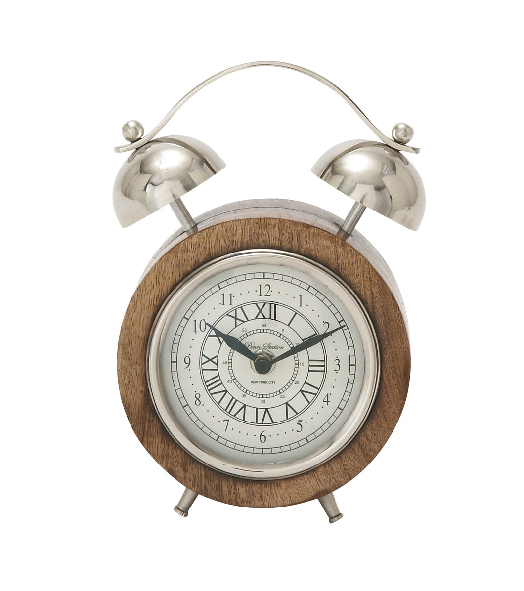 Wood Stainless Steel Table Clock