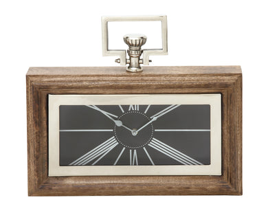 Wood Stain Steel Table Clock
