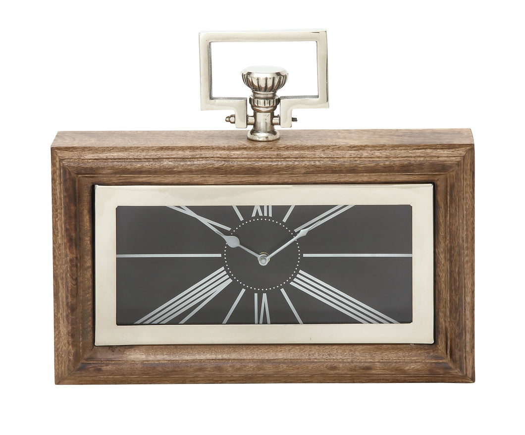 Wood Stain Steel Table Clock