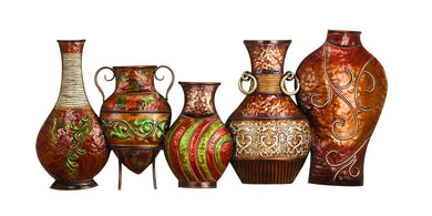 17 Inches High Metal Vase Wall decor With Flanged Neck