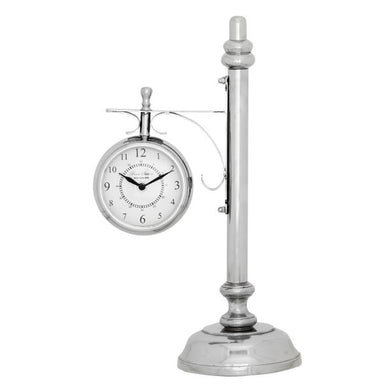 Alluring Metal Table Clock, Chrome Silver