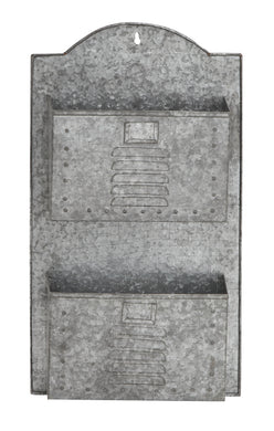 Two Tiered Metal Galvanize Wall Pocket With Letterbox Design