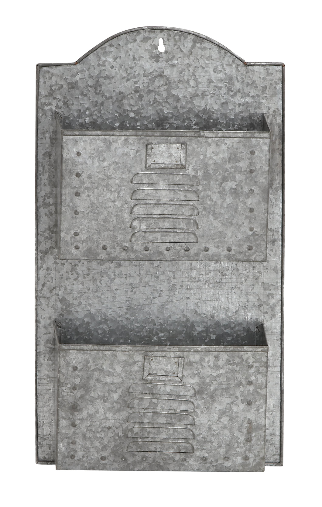Two Tiered Metal Galvanize Wall Pocket With Letterbox Design