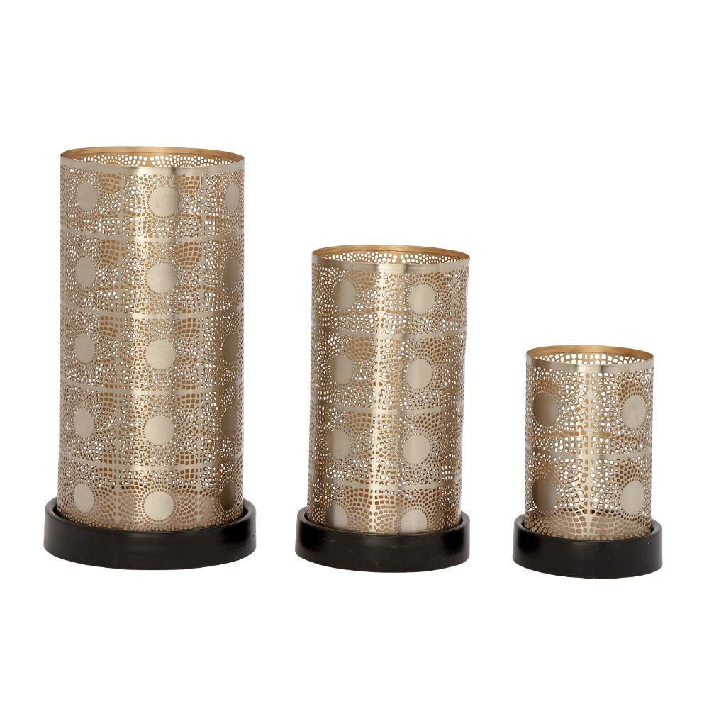 Trendy Metal Candle Holder Silver Set Of 3