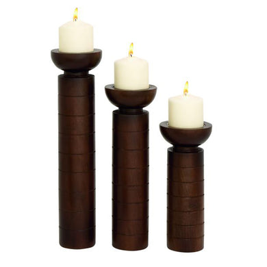 Amazing Wood Aluminum Candle Holder Set Of 3