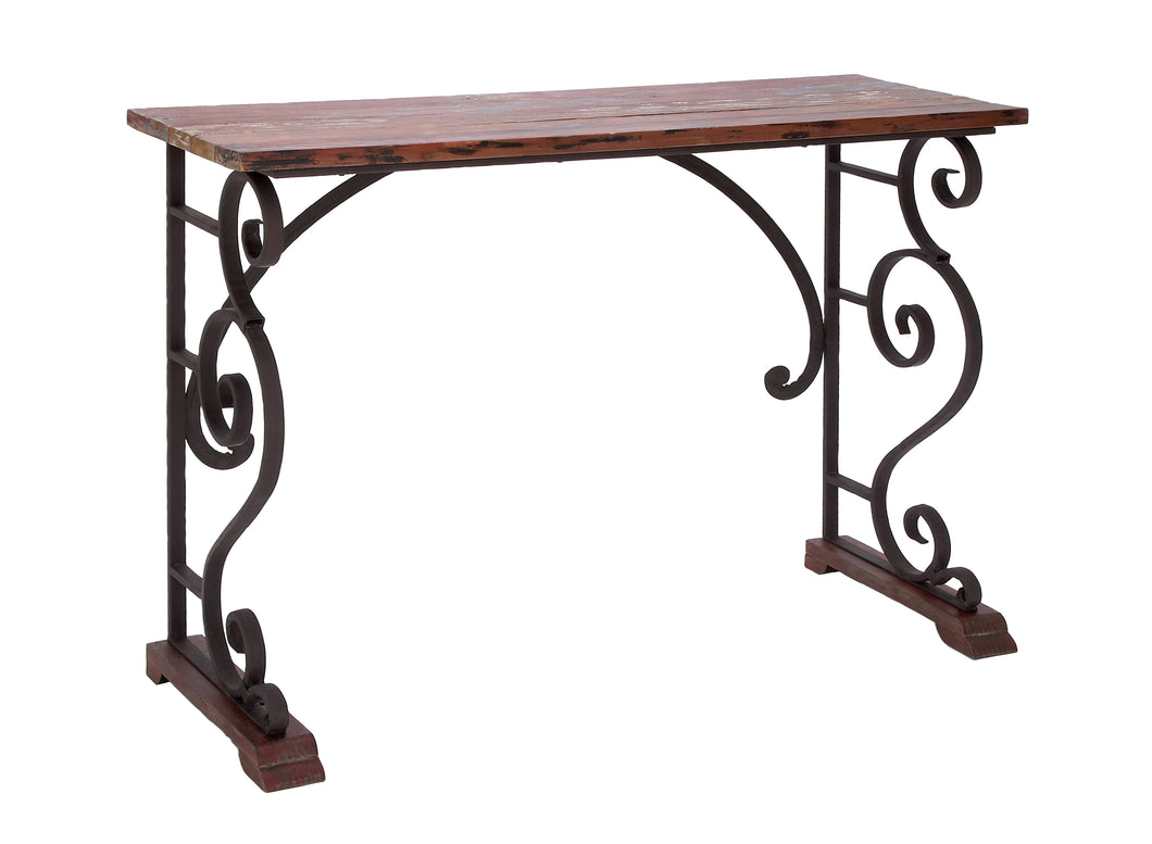 Vintage Style Metal Wood Console Table
