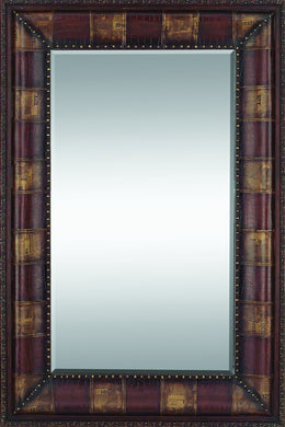 70 Inches High Rectangular Wood Leather Mirror