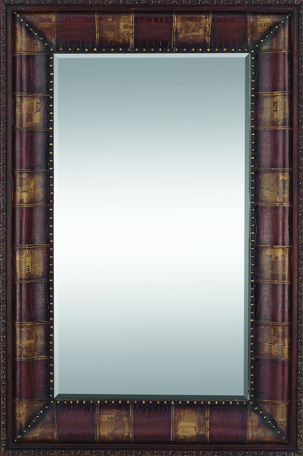 70 Inches High Rectangular Wood Leather Mirror