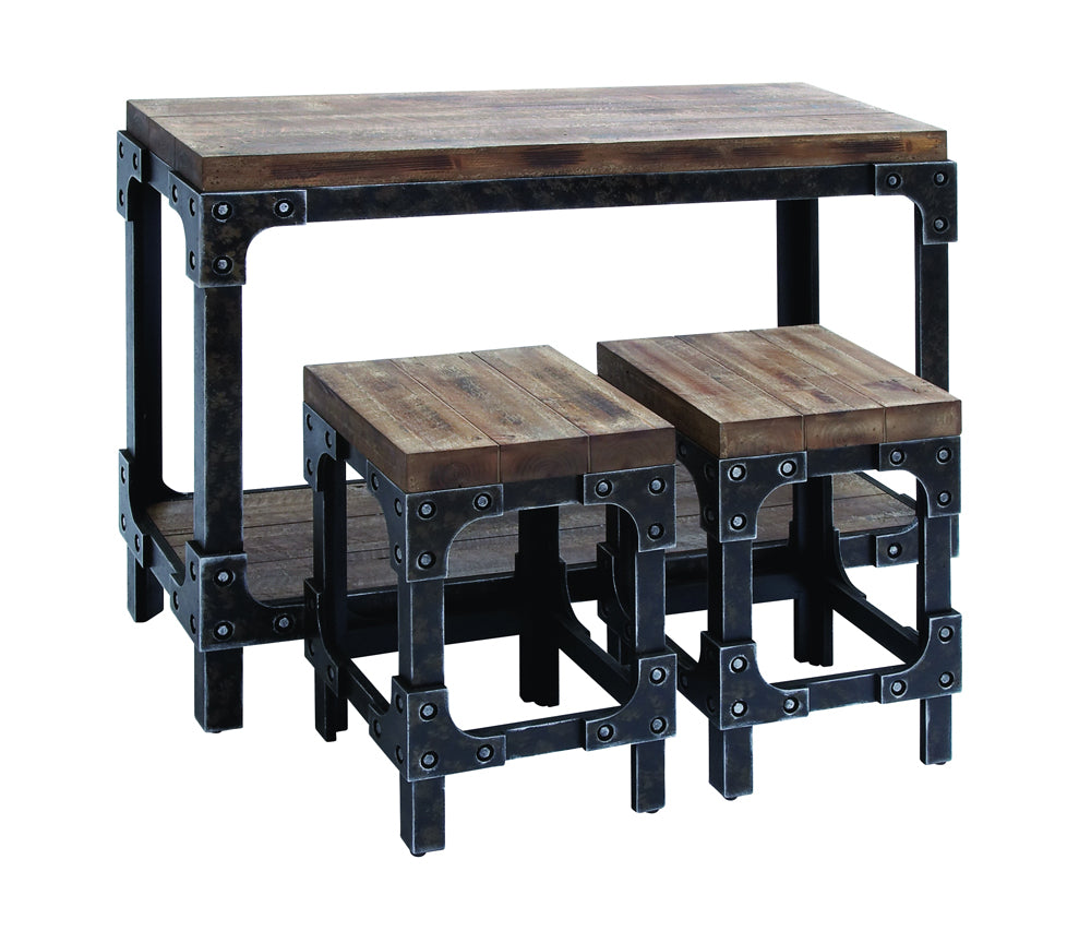 Table Stool with Detailed Design and Rich Finish Set of 3