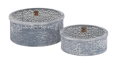 The Exquisite Set Of 2 Metal Glass Box