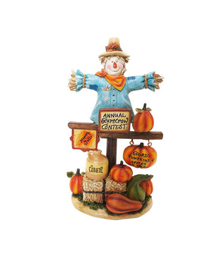 10 Inch Scarecrow With Pumpkins Statuary