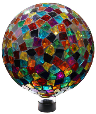 10 Inch Mosaic Gazing Globe - Red/Blue/Yellow