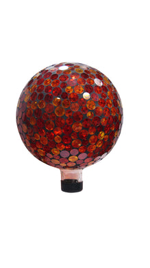 10 Inch Mosaic Gazing Ball - Red/Yellow