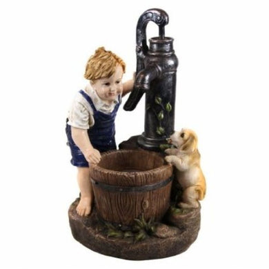 26 Inch Boy And Water Pump Fountain With Led Light