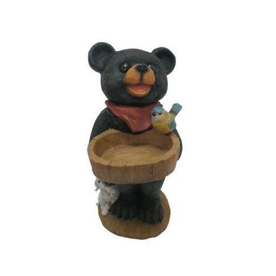 18 Inch Polyresin Bear Statue With decorative Birdfeeder