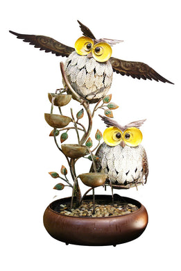 31 Inch Metal Owl Tiering Fountain