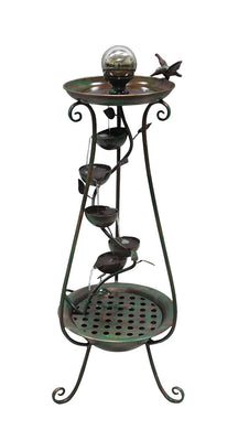 34 Inch Rust Color 6 Leaf Tier Floor Fountain