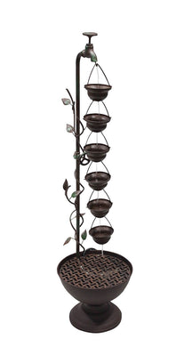 38 Inch 6 Hanging Cup Tier Layered Floor Fountain