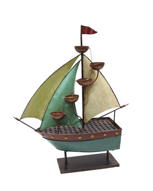 33 Inch Sailor Ship With 5 Leaf Cup Tier Floor Fountain