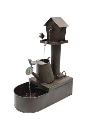 24 Inch Birdhouse Into Watercan Floor Fountain