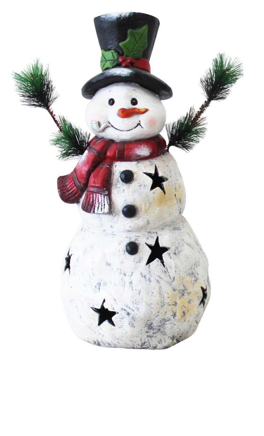 22 Inch Christmas Snowman Statuary With Black Stars