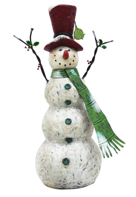 30 Inch Chistmas Tall Snowman With Green Scarf