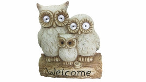 16 Inch Solar Owl Family Welcome Statue