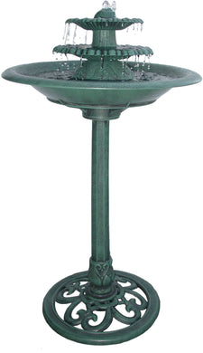 36 Inch Tiered Pedestal Fountain Birdbath