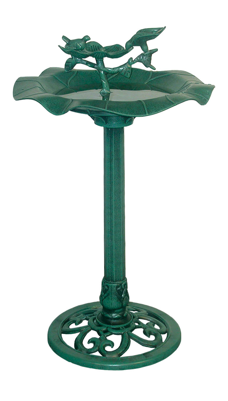 33 Inch Lotus Birdbath With Birds