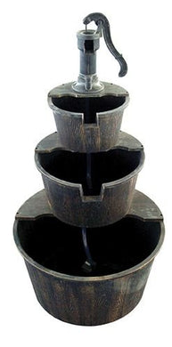 40 Inch Three Tier Pump & Barrels Fountain - Brown