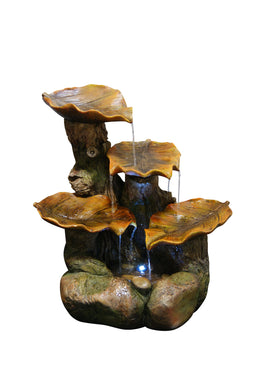Tiered Leaf Fountain With White Led Lights