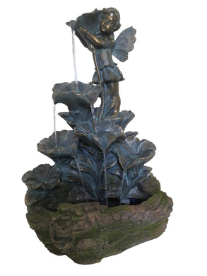 25 Inch Bronze Fairy Tiered Leaf Fountain