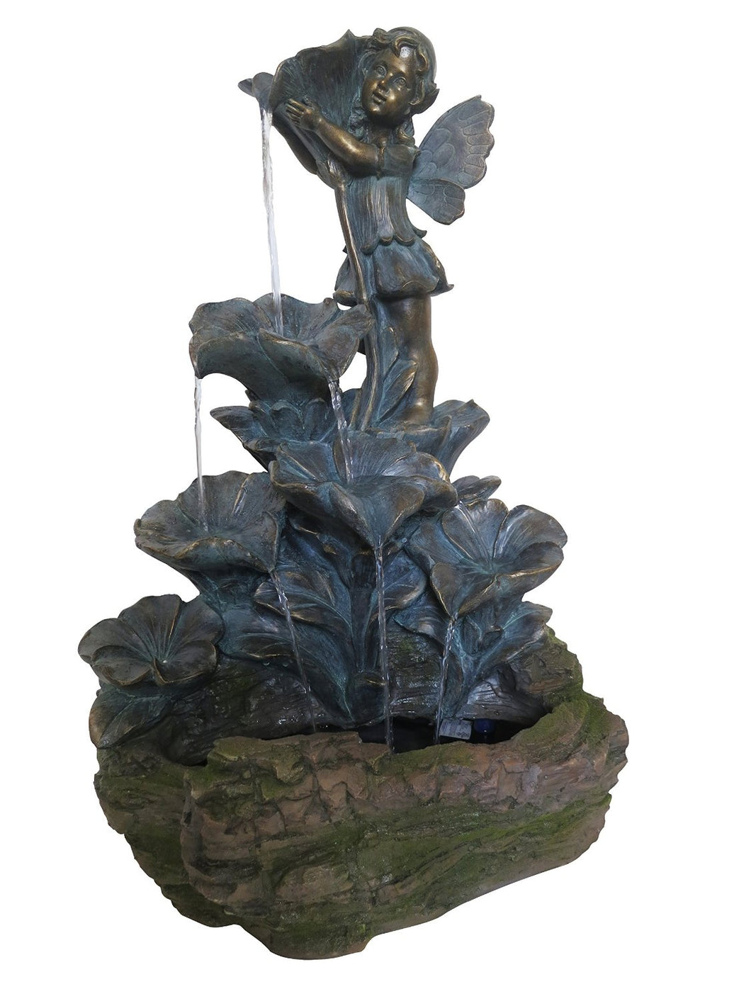 25 Inch Bronze Fairy Tiered Leaf Fountain