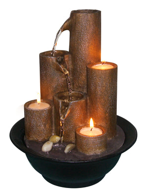 Tiered Column Tabletop Fountain With Three Candles