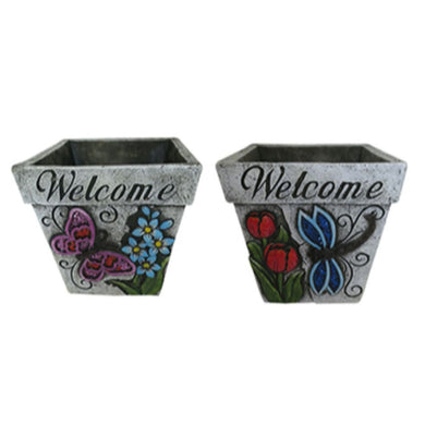 6 Inch Welcome Butterfly And Dragonfly Planters - Assorted Set 2