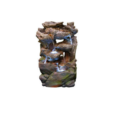 22 Inch Tiered Rainforest Waterfall Fountain With Led Lights