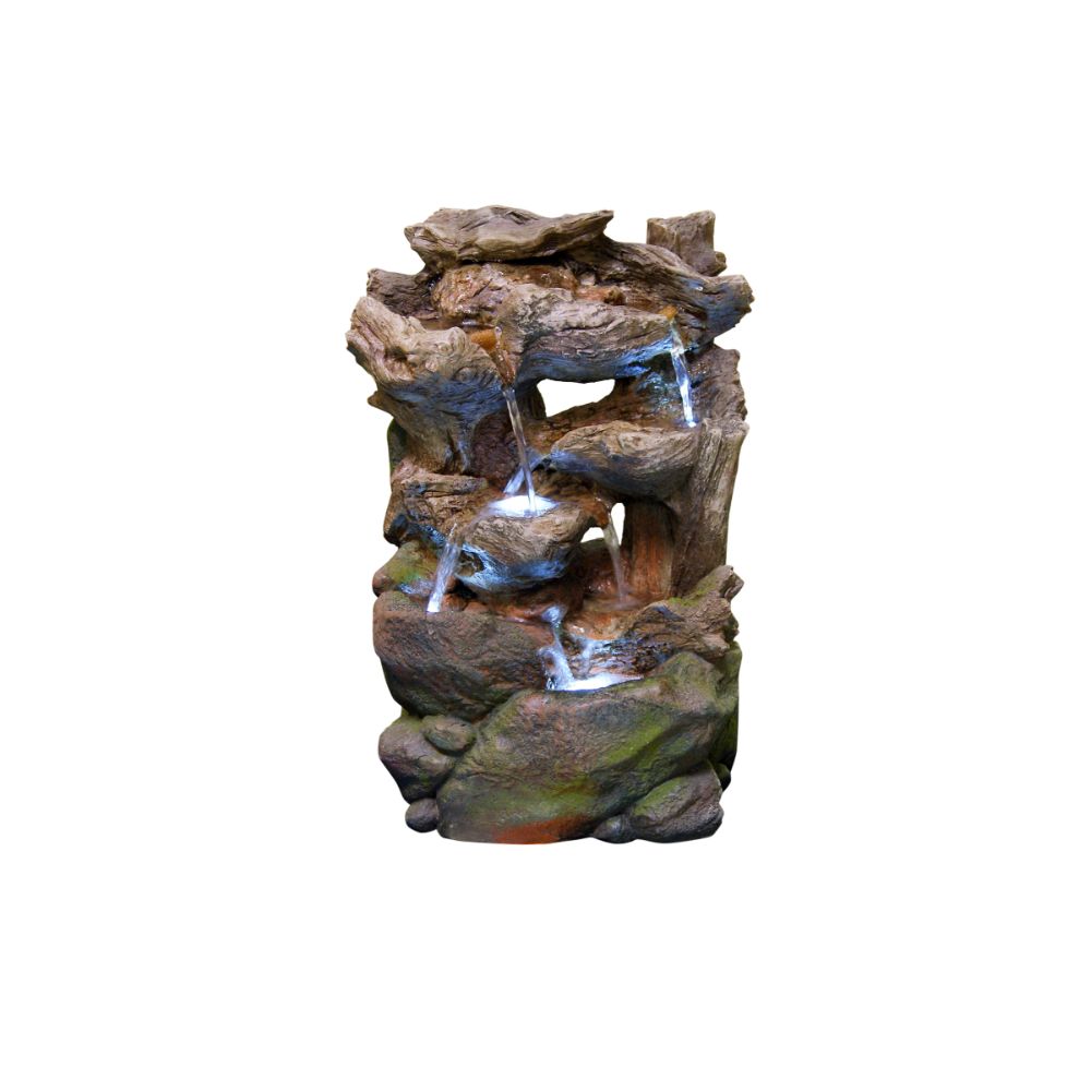 22 Inch Tiered Rainforest Waterfall Fountain With Led Lights