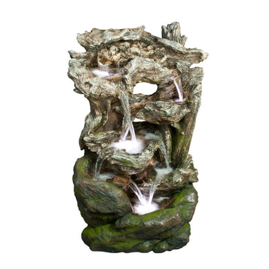 39 Inch Tiered Rainforest Waterfall Fountain With Led Lights