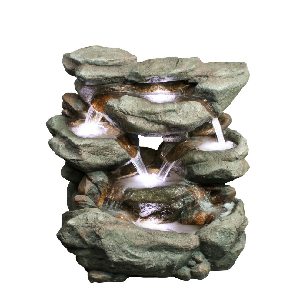31 Inch Rainforest Waterfall Fountain With Led Lights