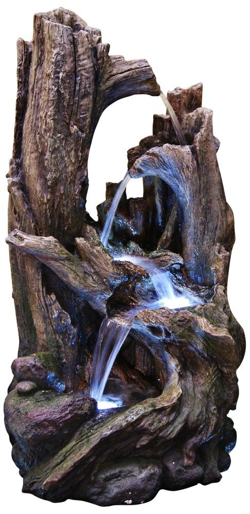 40 Inch Tree Trunk Fountain With Led Lights